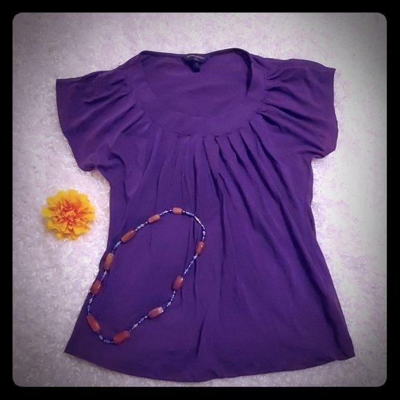 Banana Republic Purple Ruched Peplum Shirt - Picture 1 of 4